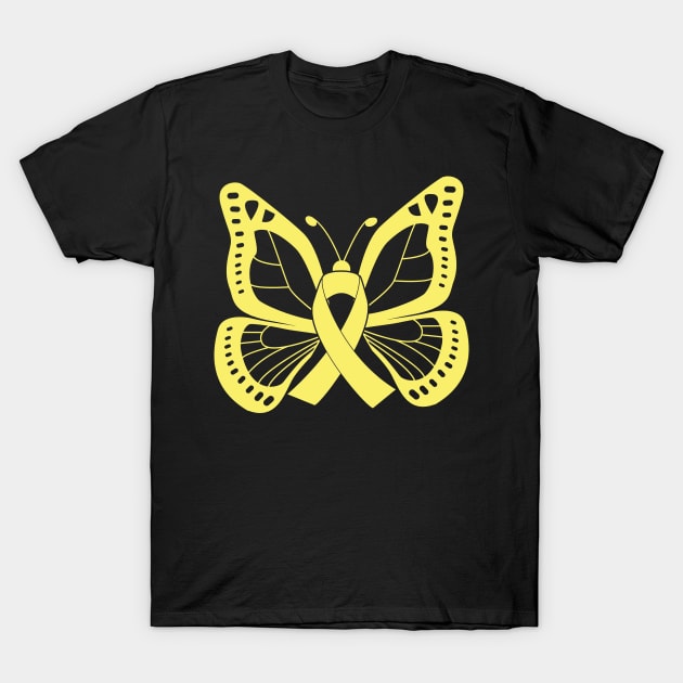 Gold Butterfly Awareness Ribbon T-Shirt by FanaticTee